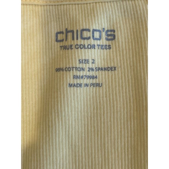 Chicos Women Knitted Tank Top Square Neck Sleeveless True Color Tees Yellow SZ 2 - Picture 5 of 5